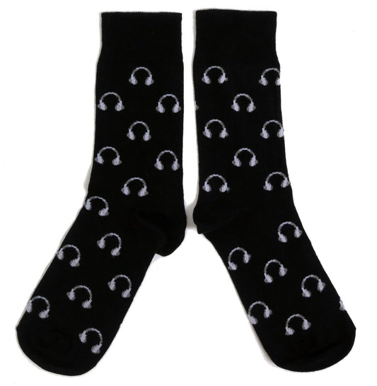 Headphones Earphones Music Fan Black Mens Socks