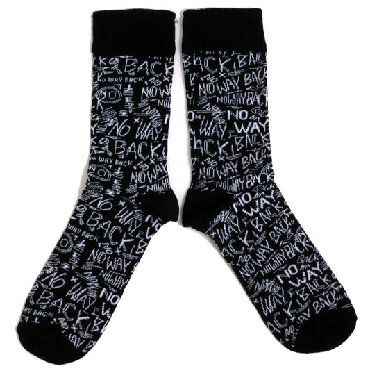 No Way Back Graffiti Scribble Black Mens Socks
