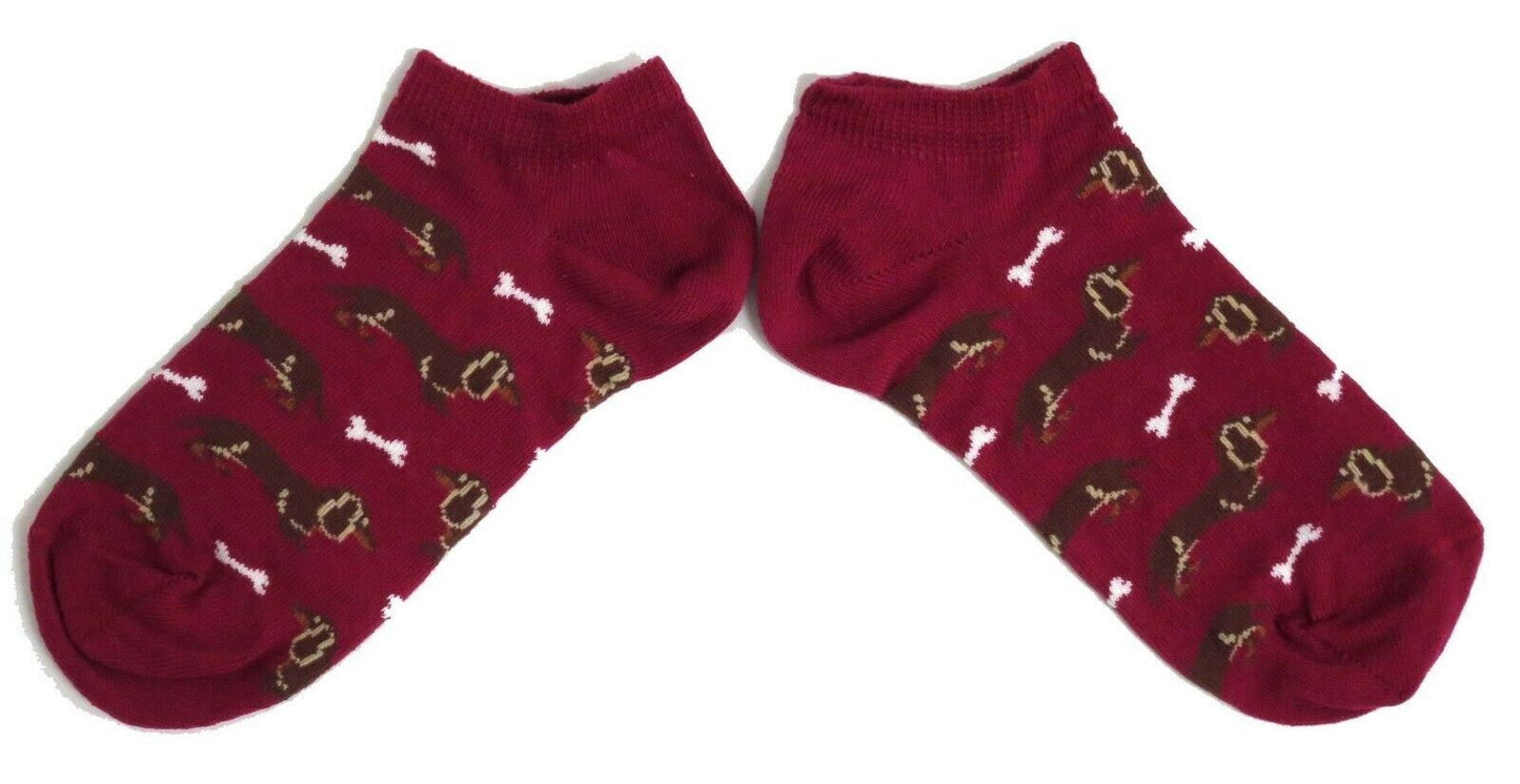 Magenta Dachshund & Bones Trainer Ladies Socks