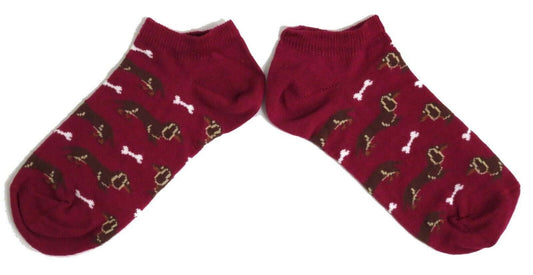 Magenta Dachshund & Bones Trainer Ladies Socks
