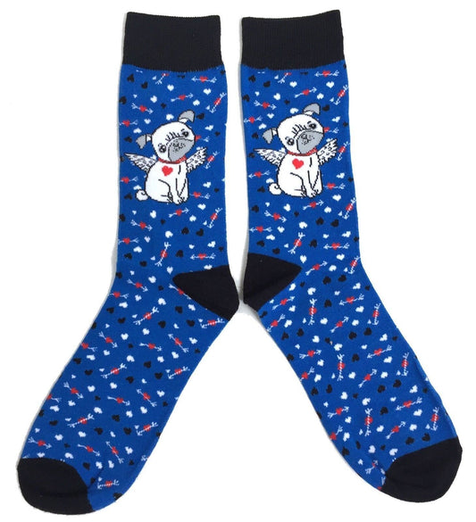 Puggy Cute Cupid Romantic Pug Dog Mens Socks
