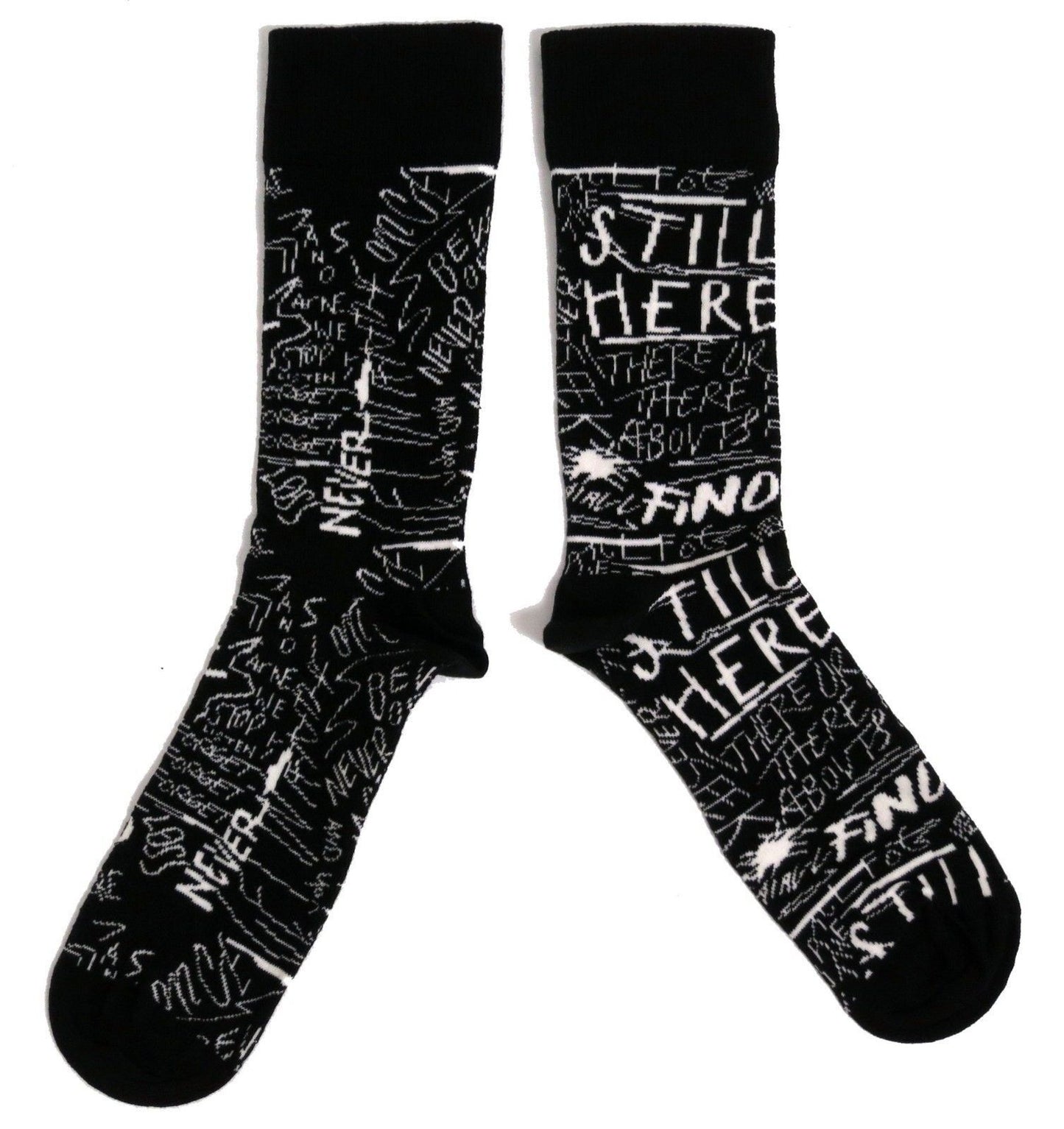 Still Here Graffiti Scribble Black Mens Socks