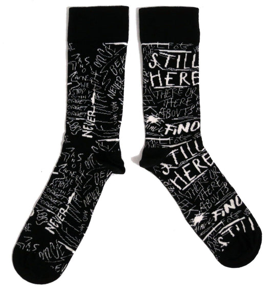 Still Here Graffiti Scribble Black Mens Socks