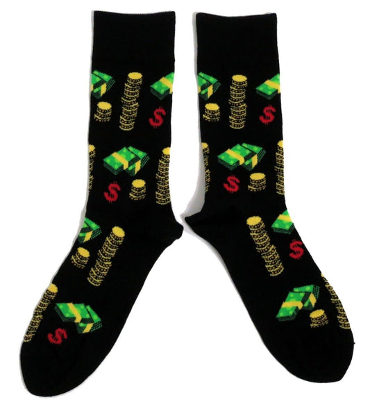 Money Cash Dollars Banker Gambler Black Mens Socks