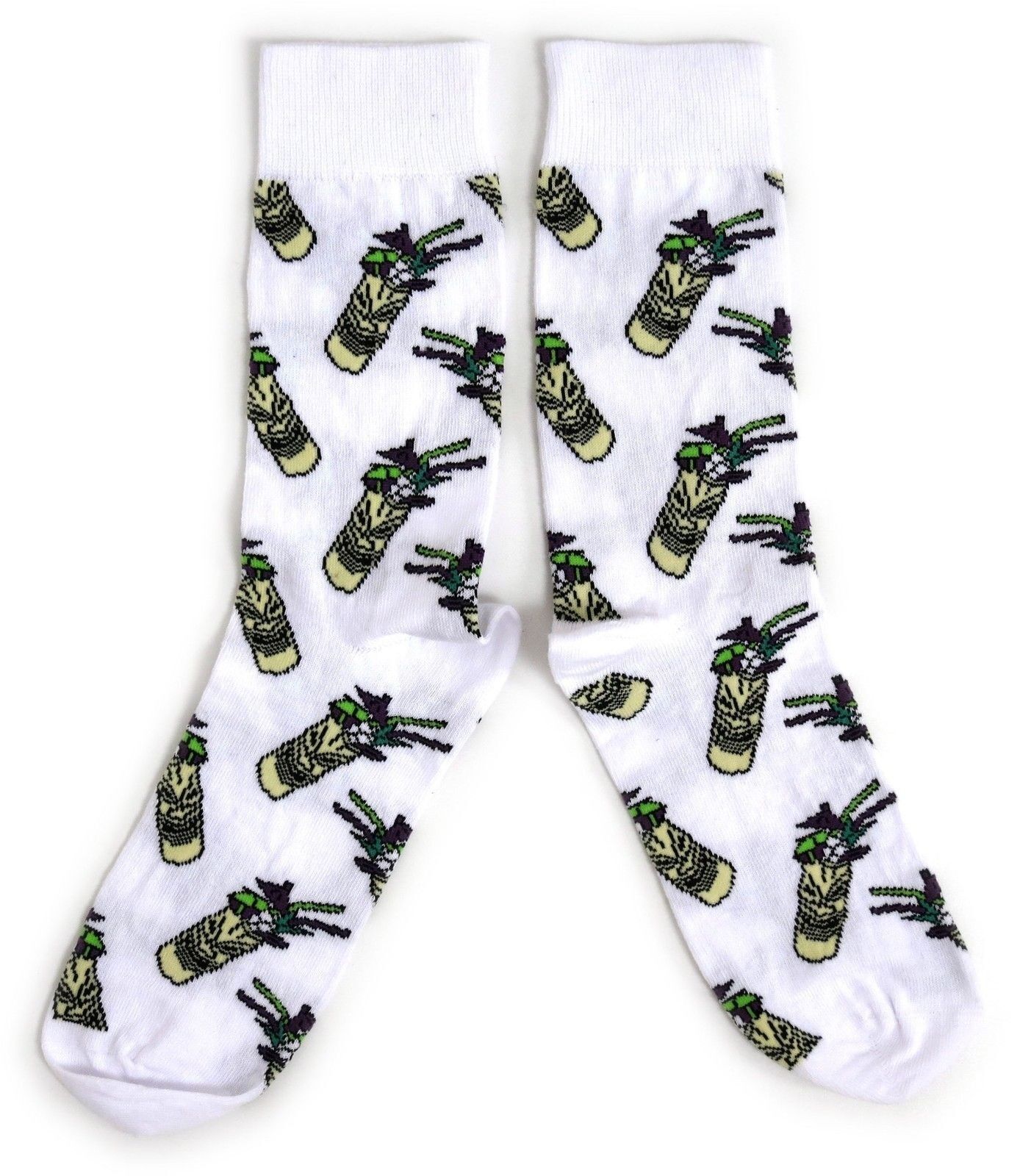 Maori Mask Cocktail Design White Mens Socks