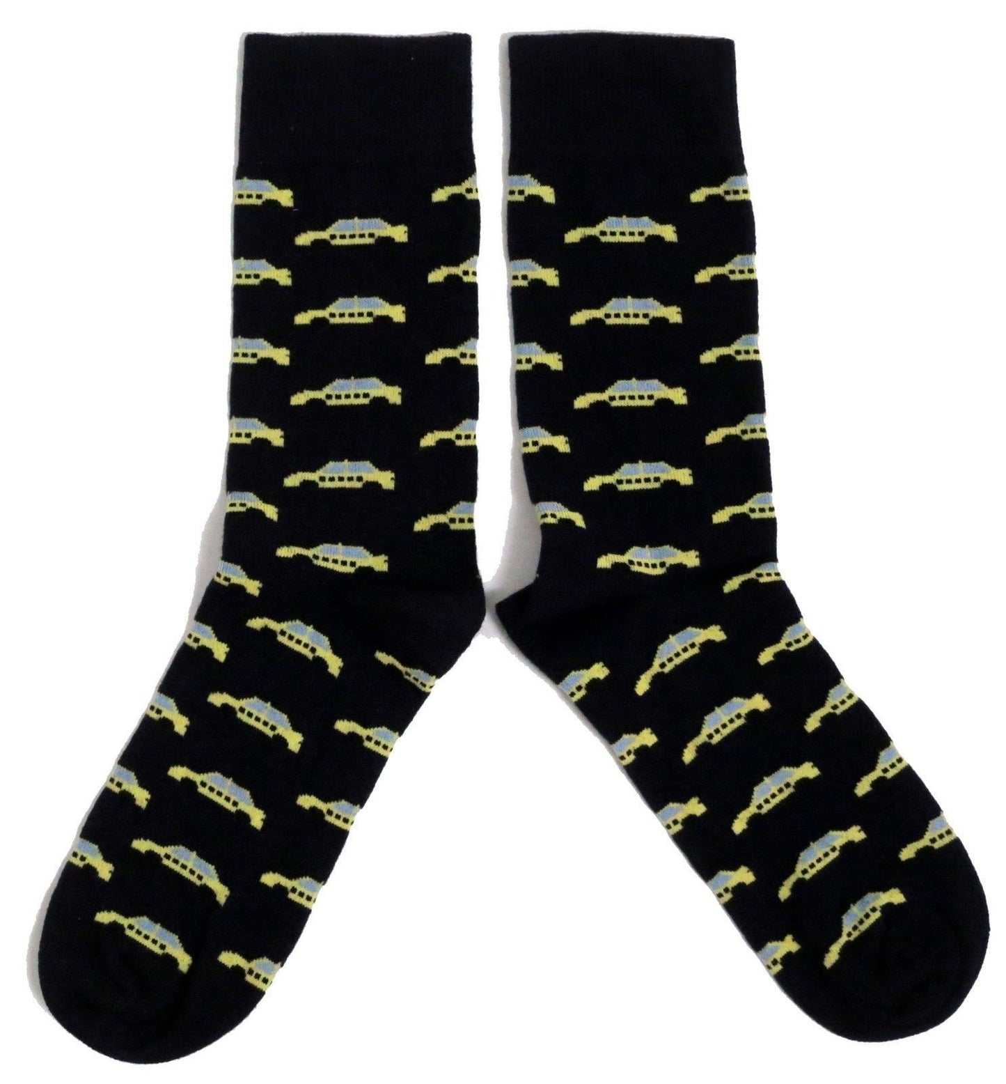 Yellow Taxi Cab Black Mens Socks