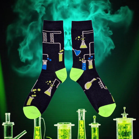 Chemistry Lab Beakers Test Tubes Science Scientist Mens Black Sock Shack Socks