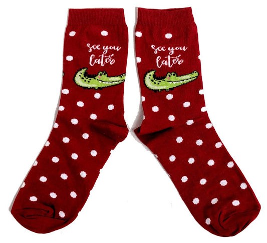 See You Later Alligator Red Ladies Socks