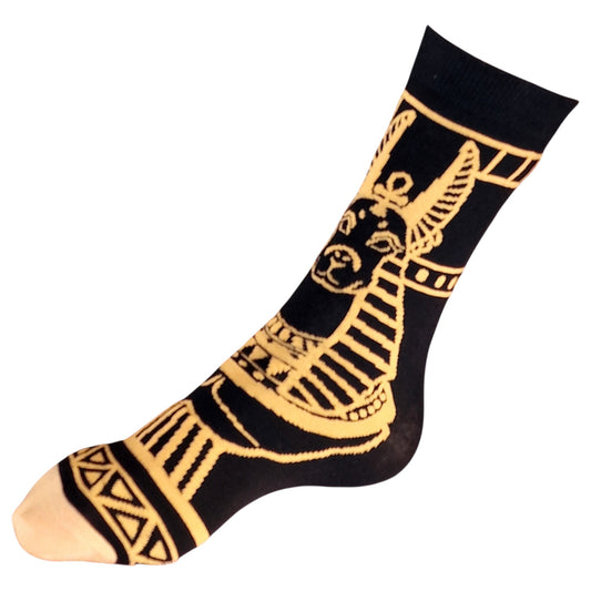 Anubis Egyptian God Of The Underworld Black Patterned Mens Socks