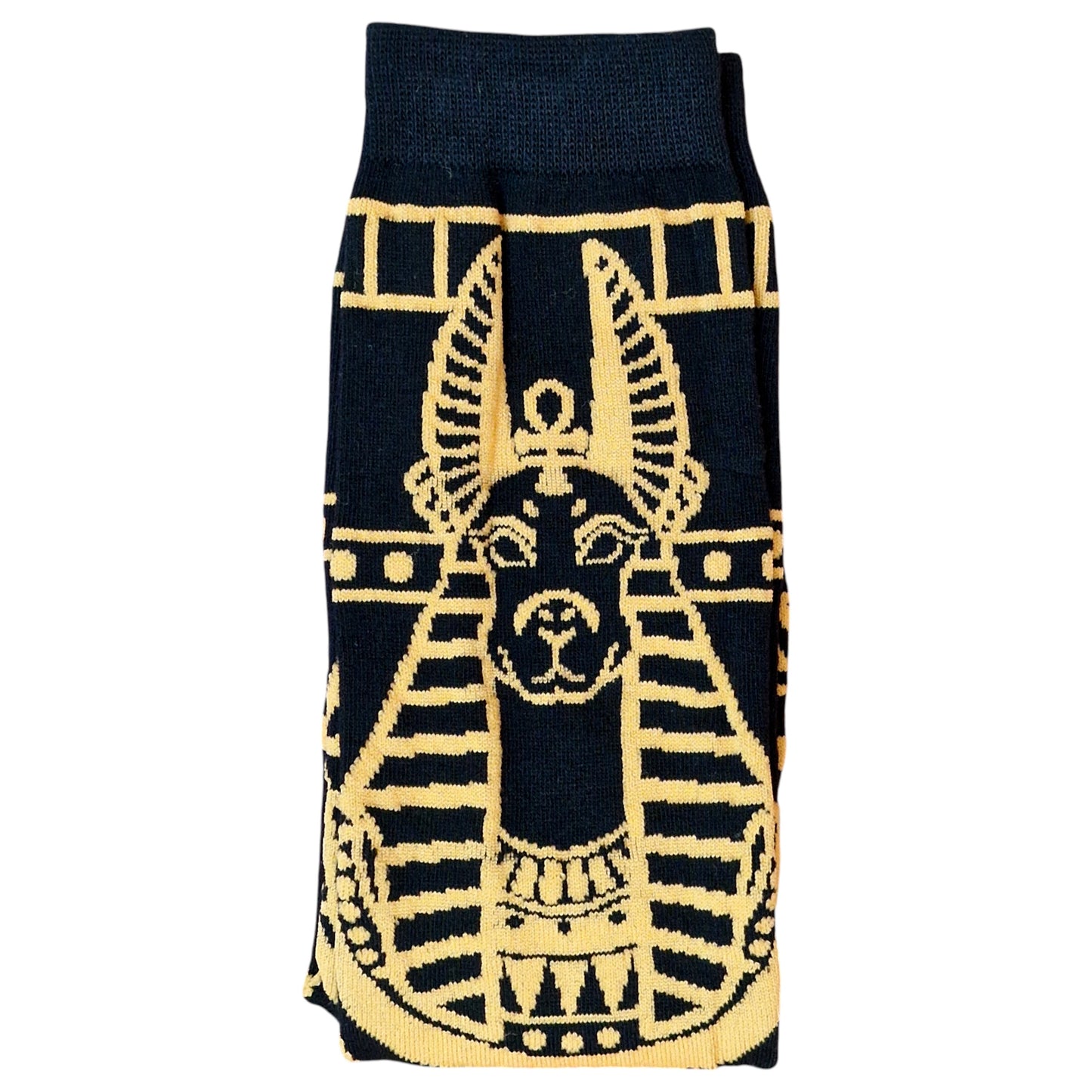 Anubis Egyptian God Of The Underworld Black Patterned Mens Socks