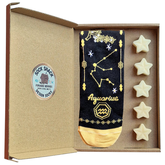 Aquarius Birthday Jan 20-Feb 18 Zodiac Star Sign Ladies Socks Wax Melts Gift Set