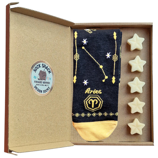Aries Birthday Mar 21-Apr 19 Zodiac Star Sign Ladies Socks & Wax Melts Gift Set