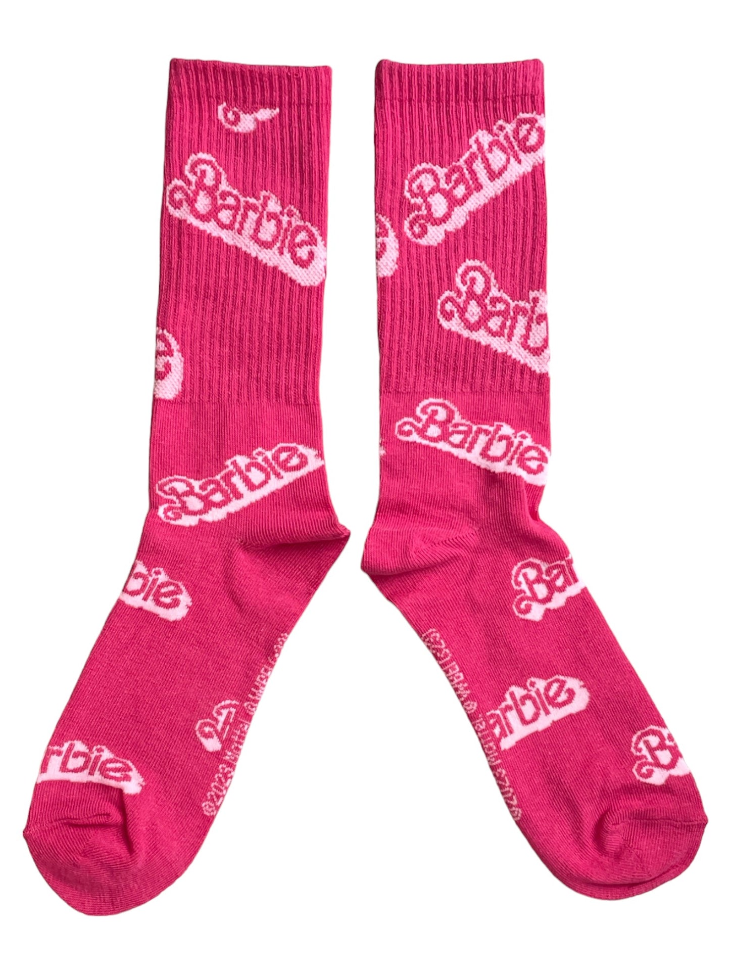 Multi Barbie Logo Pink Ribbed Ladies Socks