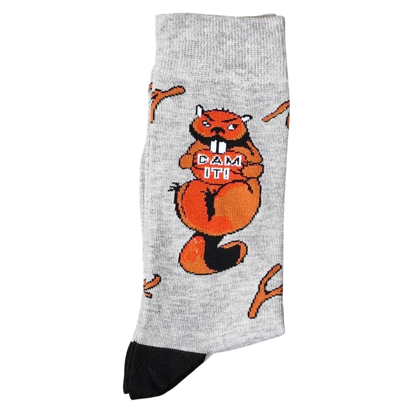 North American Beaver, Twigs & Logs "Dam It!" Mens Grey Socks & Wax Melts Gift Set