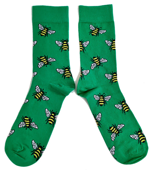 Green Bees Everywhere Apiarist Beekeeper Mens Socks
