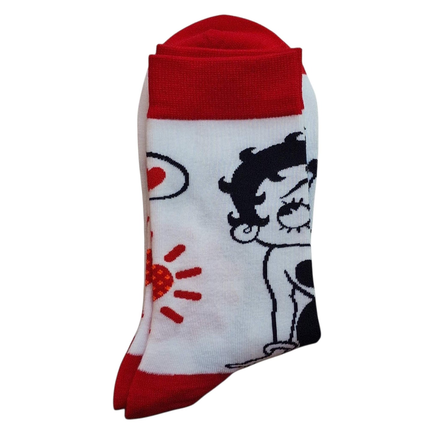 Betty Boop In Black Mini Dress Hearts & Kisses Mens White Socks