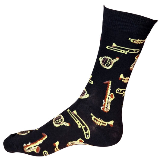 Jazz & Blues: Brass Trumpets, Trombones & Saxophones Black Mens Socks