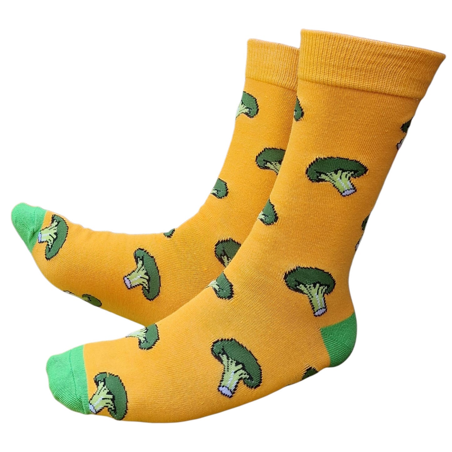 Broccoli Veg Healthy Eating Lovers Ladies Yellow Socks One Pair