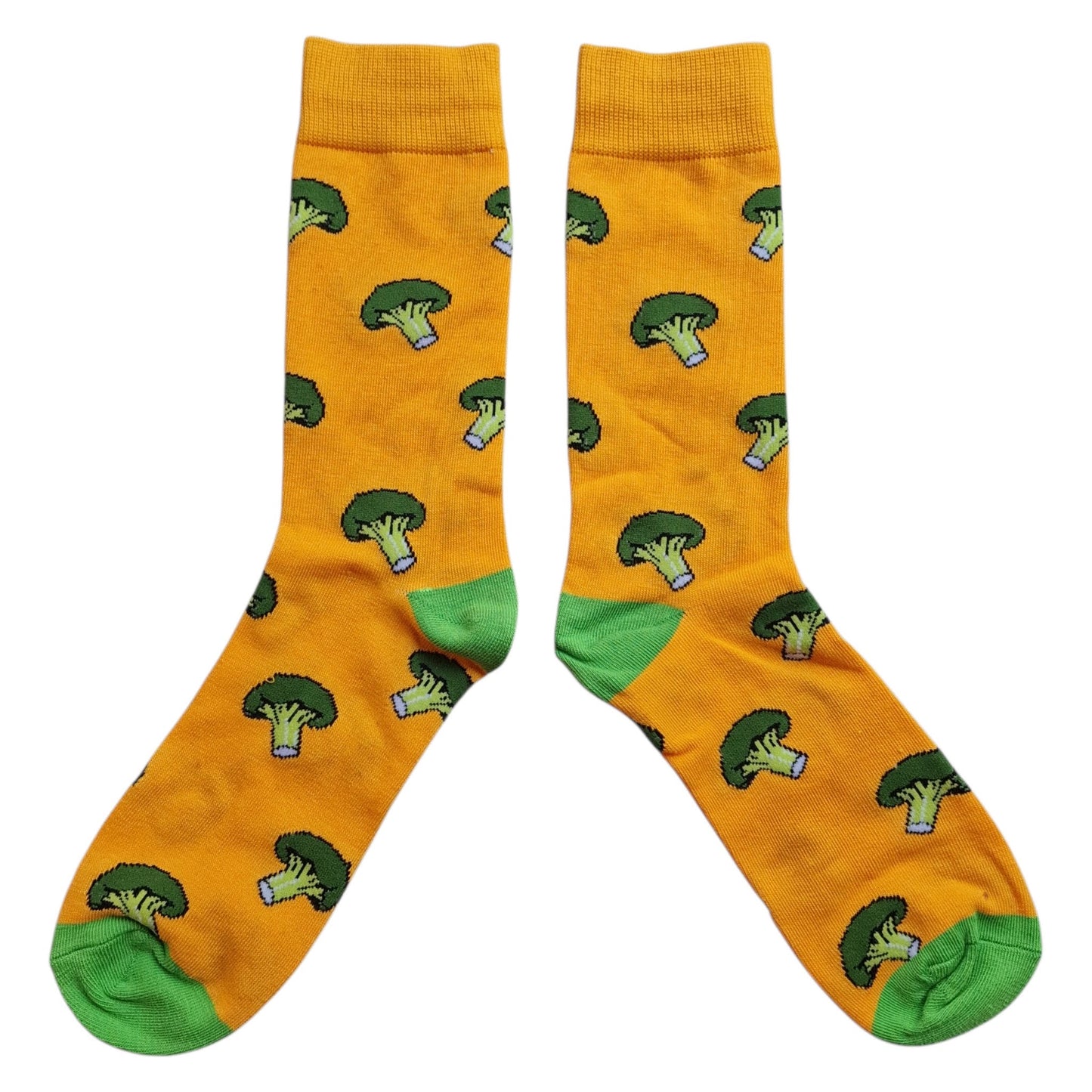 Broccoli Veg Healthy Eating Lovers Ladies Yellow Socks One Pair