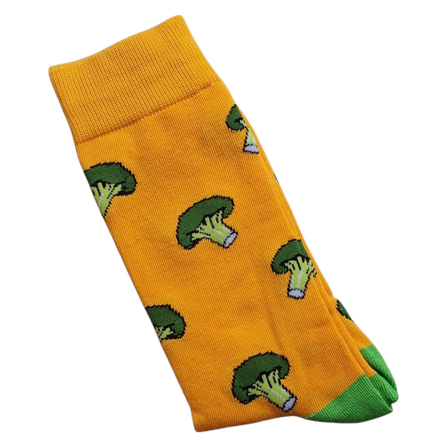 Broccoli Veg Healthy Eating Lovers Ladies Yellow Socks One Pair