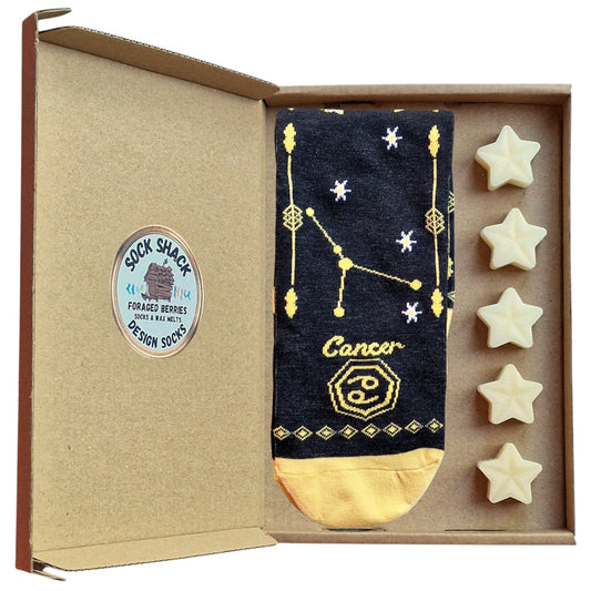 Cancer Birthday Jun 21-Jul 22 Zodiac Star Sign Ladies Socks & Wax Melts Gift Set