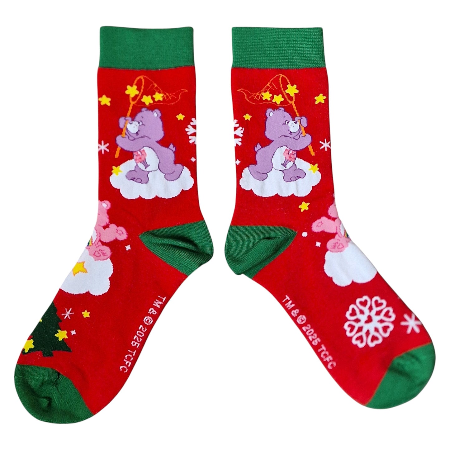 Care Bears Share Bear Catching Hearts Christmas Ladies Red Sock Shack Socks