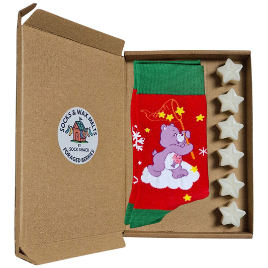 Care Bears Share Bear Catching Hearts Christmas Ladies Red Socks & Wax Melts Gift Set