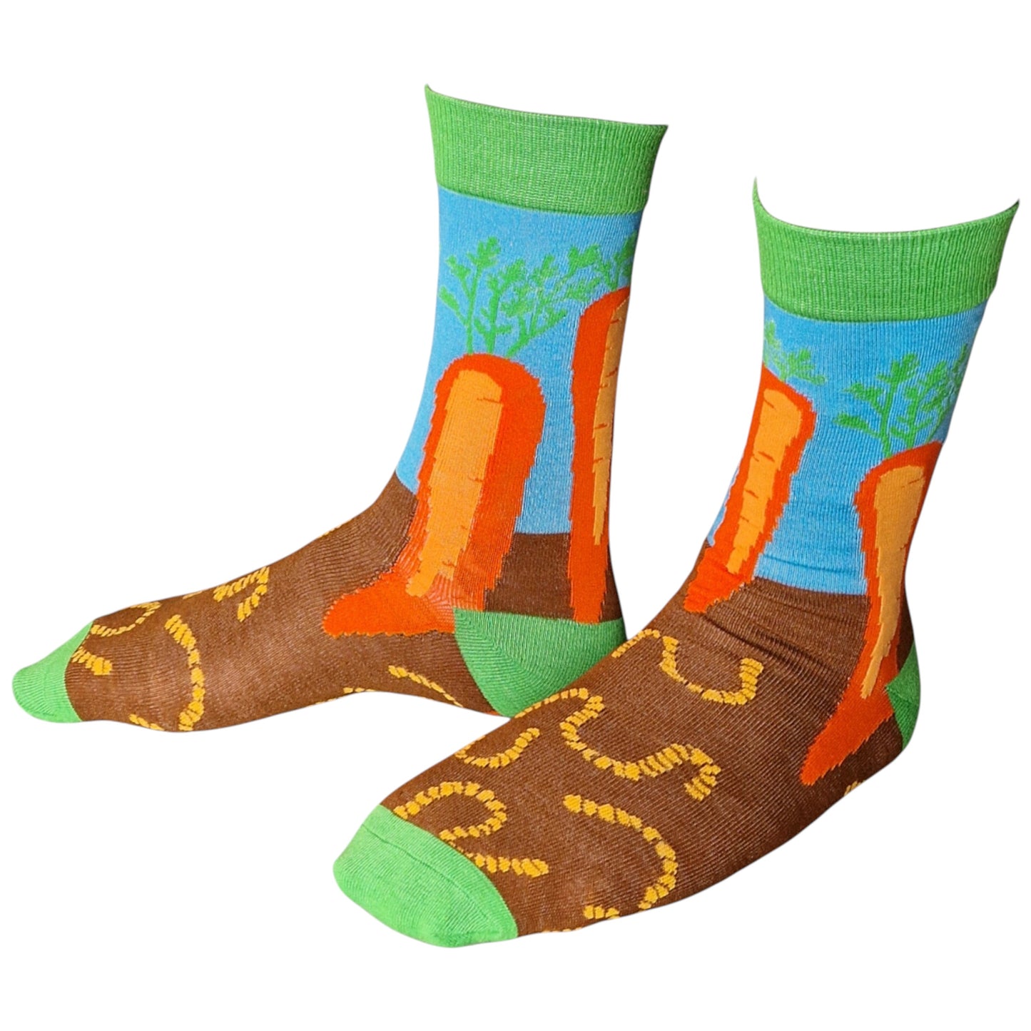 Vegetable Patch Allotment Carrots & Worms Gardener Mens Green Sock Shack Socks