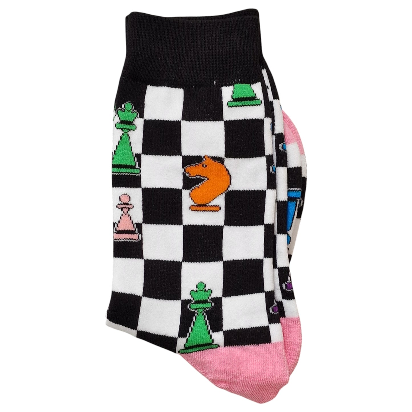 Rainbow Of Chess Pieces In Play Strategy & Style Chequered Ladies Socks