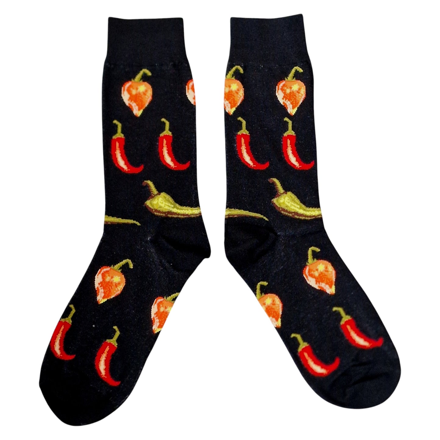 Scotch Bonnet, Fresno & Jalapeño Hot Chili Peppers Mens Black Sock Shack Socks