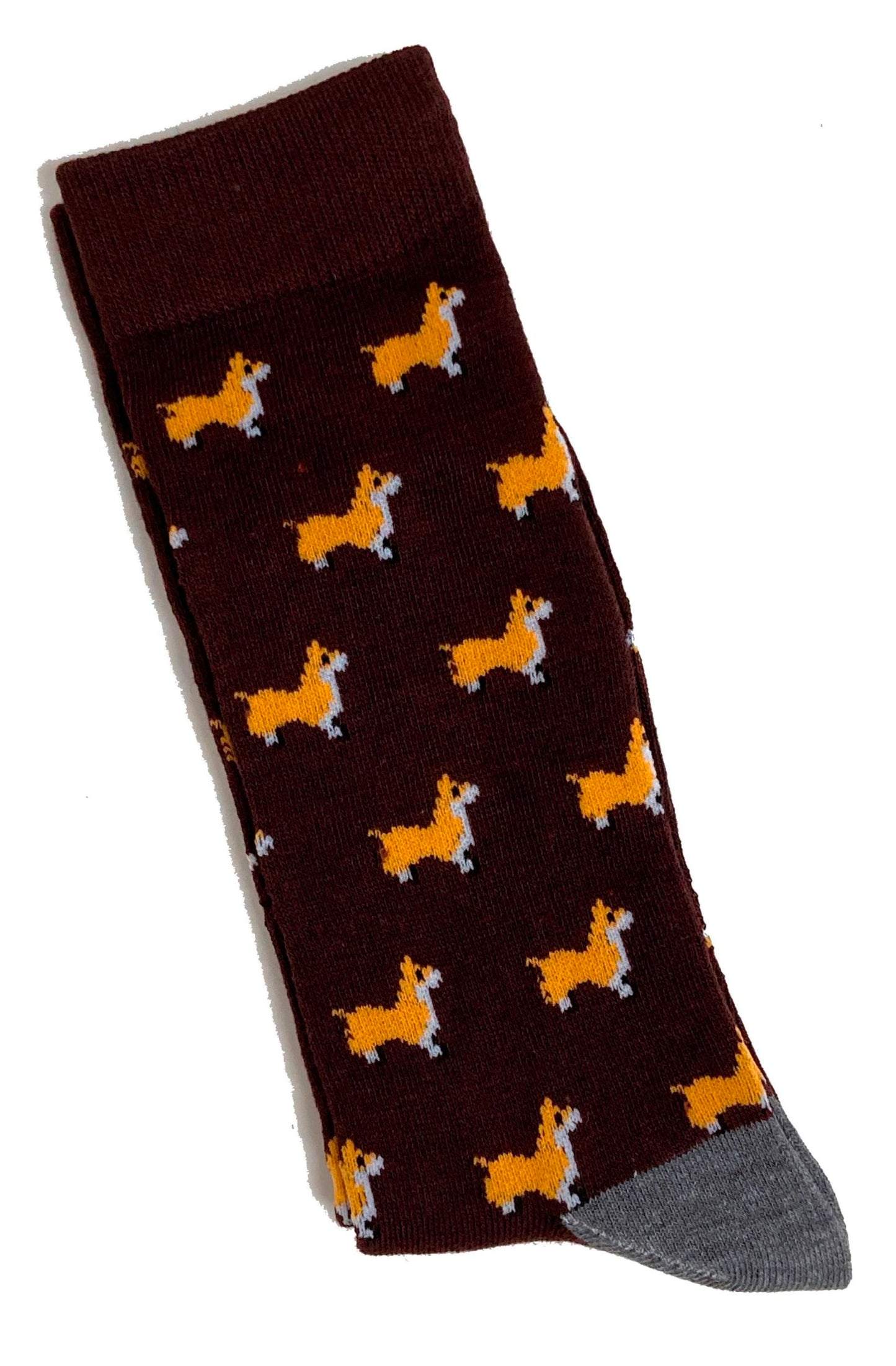 Litter Of Welsh Pembroke Corgi Dogs All Over Pattern Brown Mens Socks