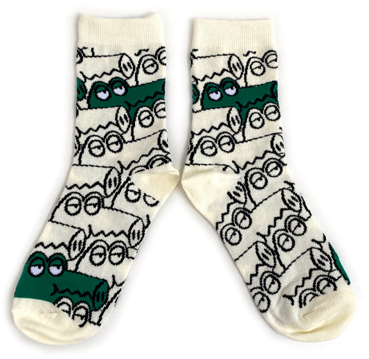 Whimsical Cartoon Crocodile Alligator Ladies Socks