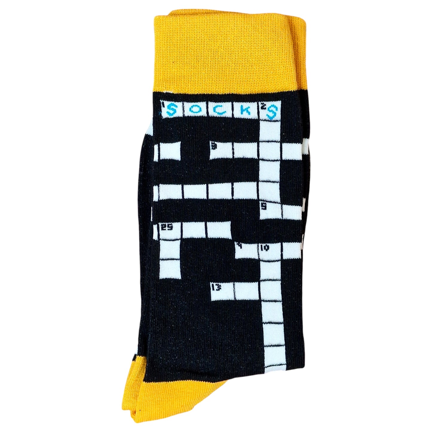 Crossword Patterned The Answer Is "SOCKS" Puzzle Fan Mens Socks