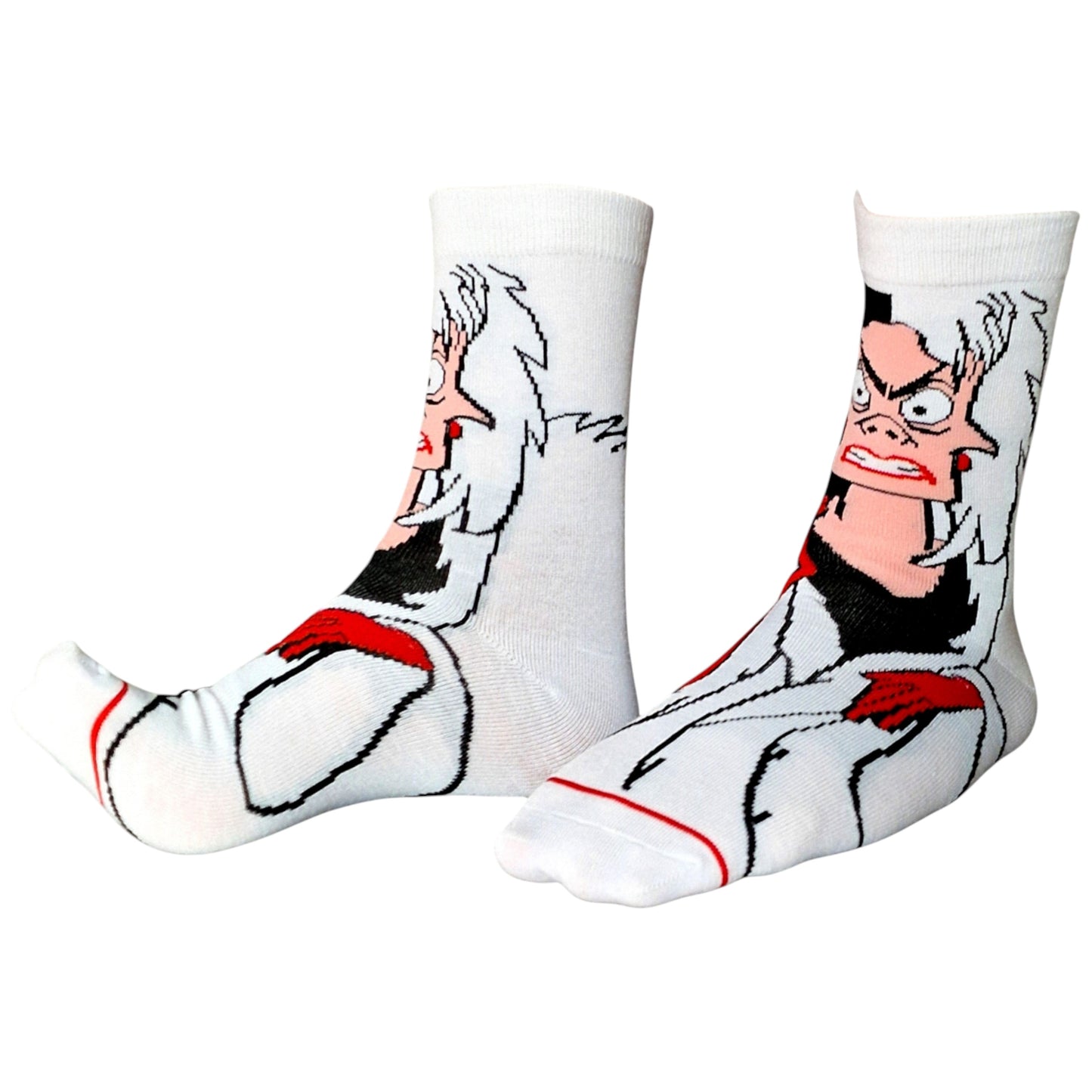 101 Dalmatians Cruella De Vil Evil Face Ladies Black & Grey Sock Shack Socks