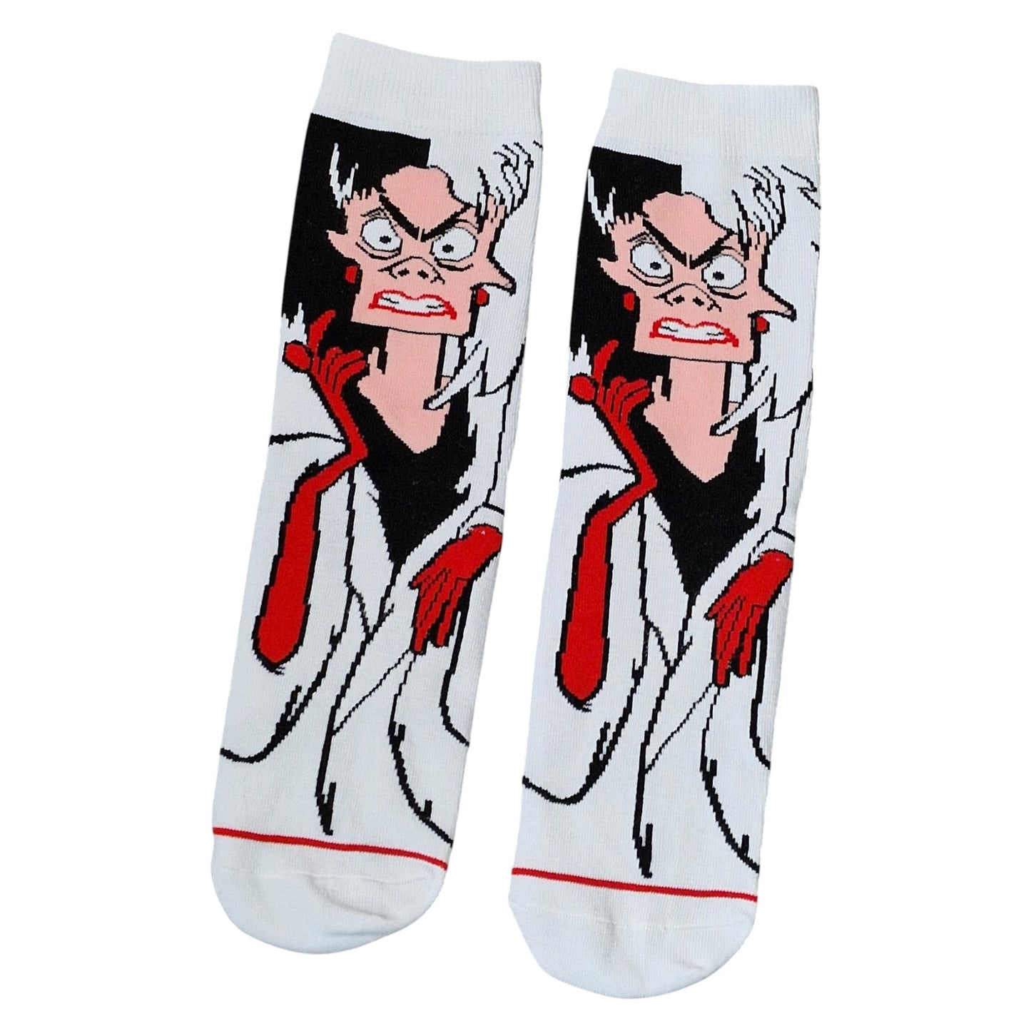 101 Dalmatians Cruella De Vil Evil Face Ladies Black & Grey Sock Shack Socks