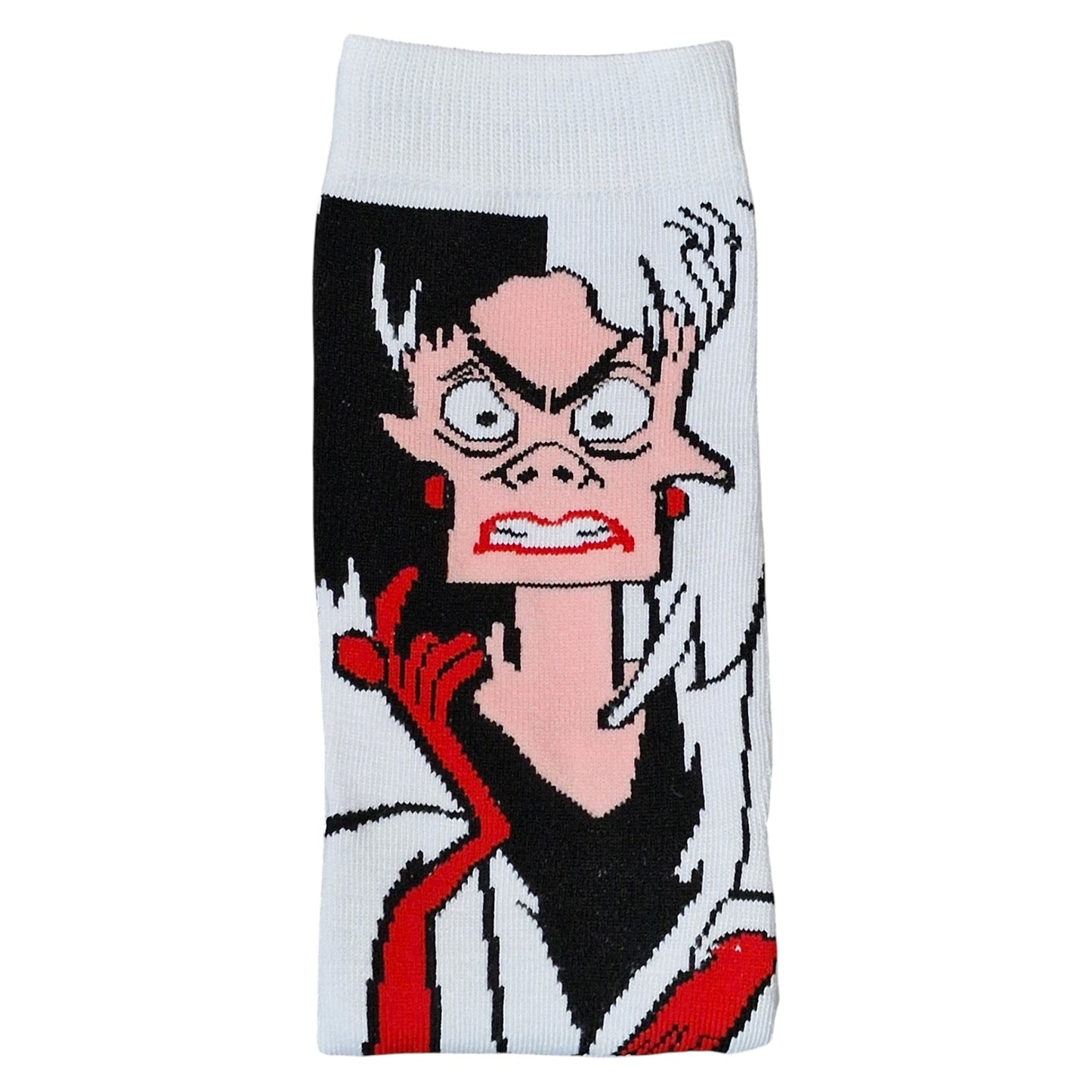 101 Dalmatians Cruella De Vil Evil Face Ladies Black & Grey Sock Shack Socks