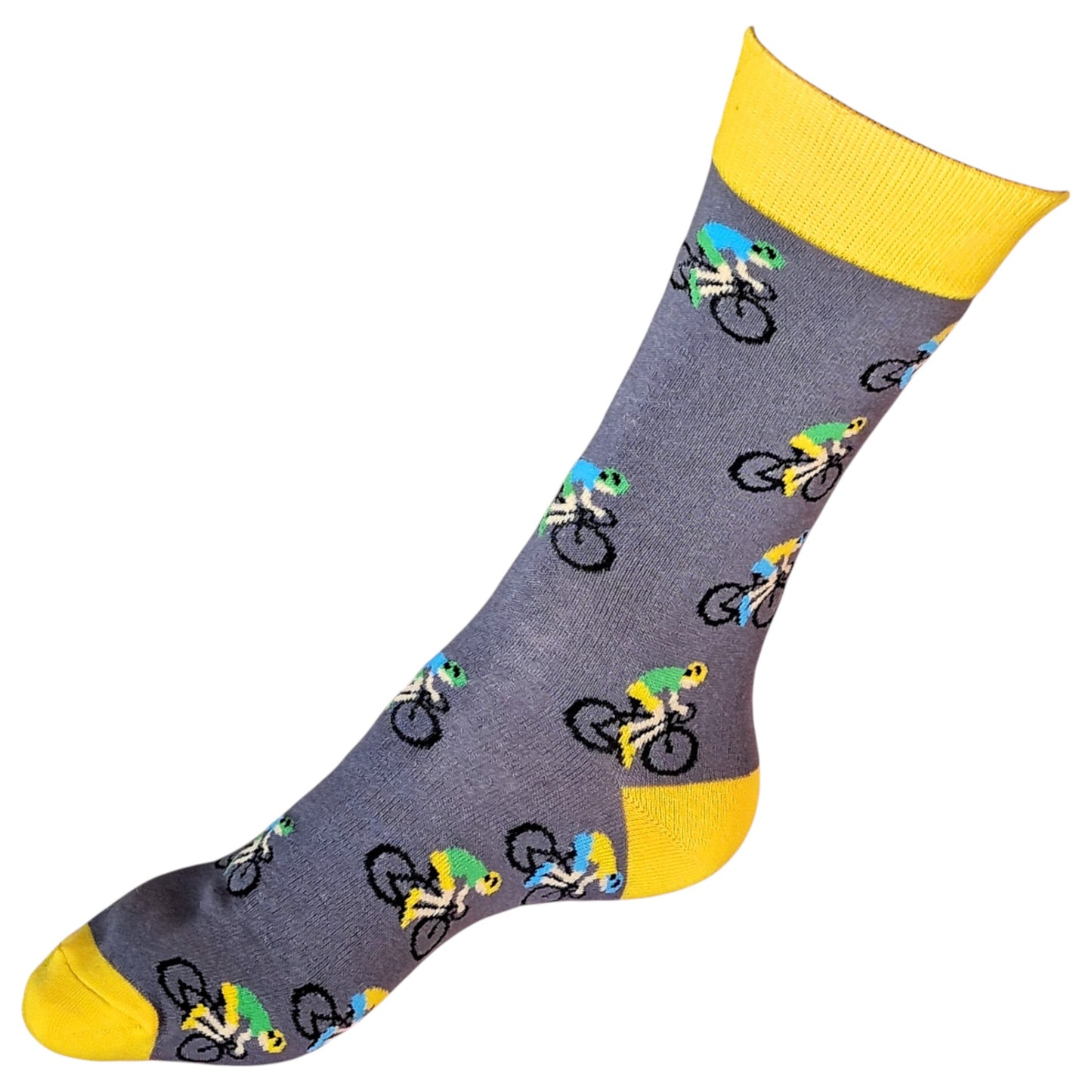 Peloton Of Racing Cyclists Velodrome Time Trial Riders Mens Grey Socks