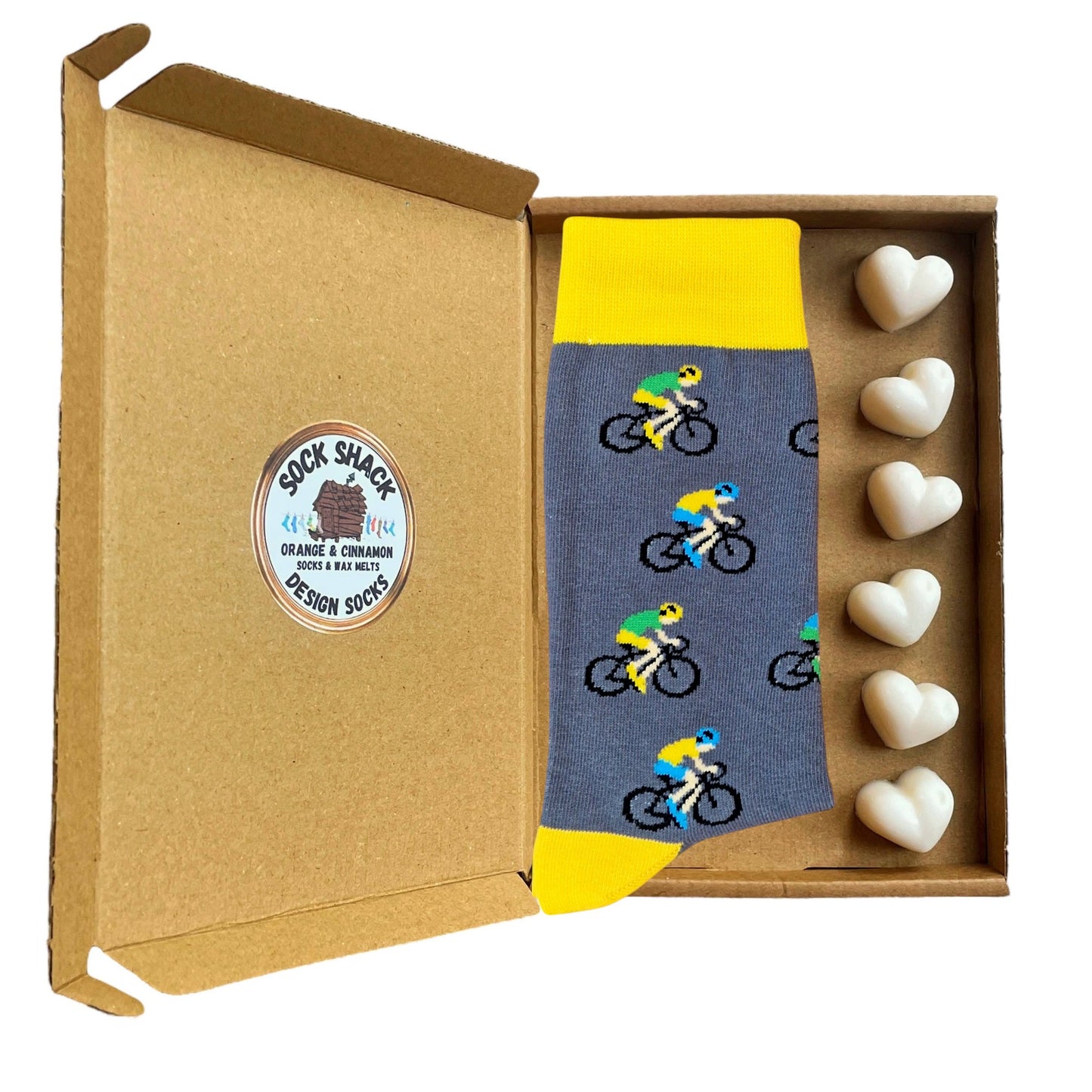 Peloton Racing Cyclists Velodrome Time Trial Men's Socks & Wax Melts Gift Set