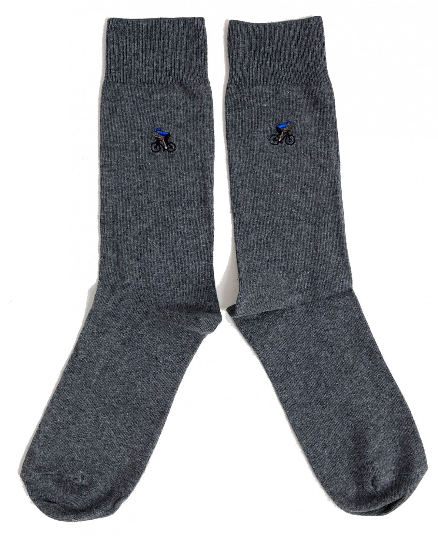 Graue Socken für Herren mit Stickerei „Rennradfahrer“