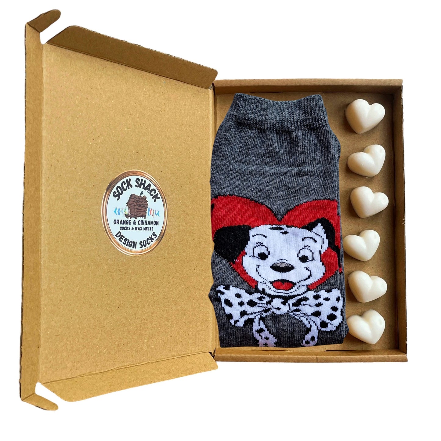 101 Dalmatians Freckles Puppy In Bow Tie Ladies Socks & Wax Melts Gift Set