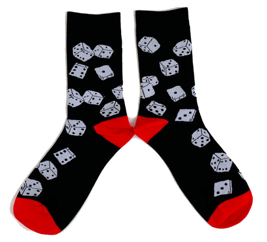 Rolling The Dice Lucky Black Gambler Ladies Socks