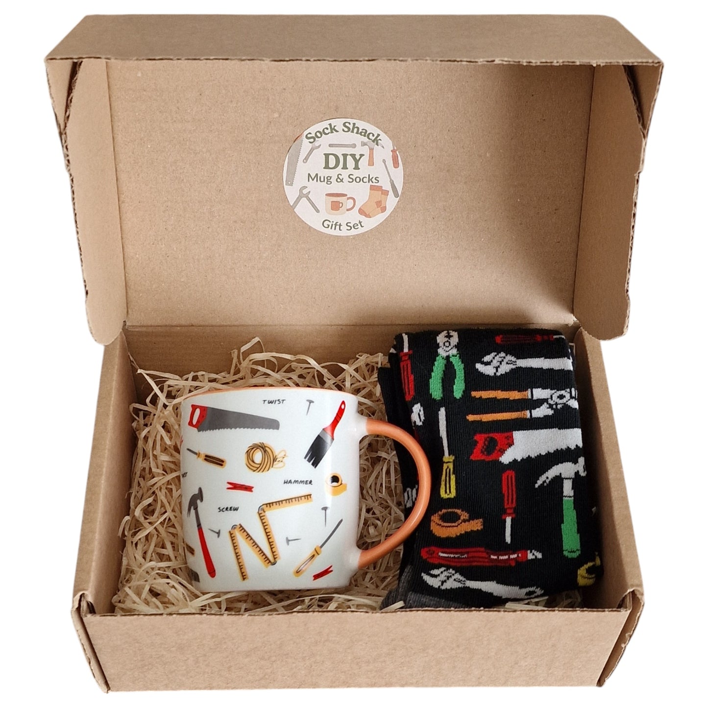 DIY Builder Boxed Gift Set Ceramic Mug And Construction Tools Design Mens Socks
