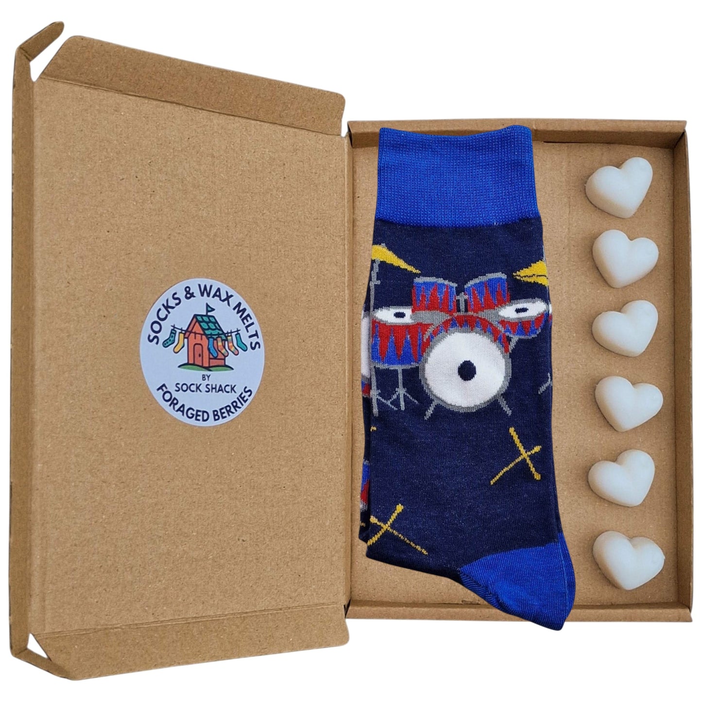 Indy Band Drummer Drum Kit & Cymbals Rock Stars Mens Socks & Wax Melts Gift Set