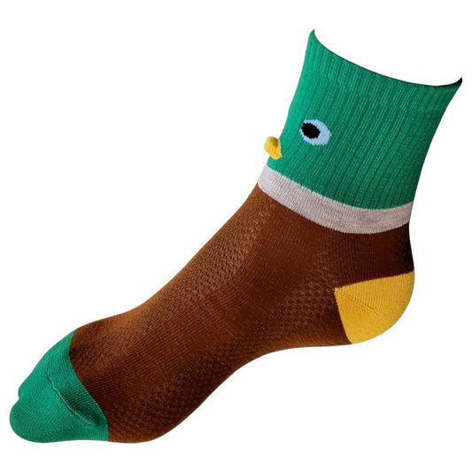 Curious Mallard Duck Face With 3D Beak Ribbed Soft Ladies Ankle Socks
