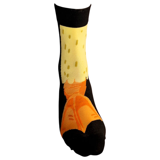 Waddle On: Black Socks with Duck Foot Design Quirky Quacker Ladies Socks