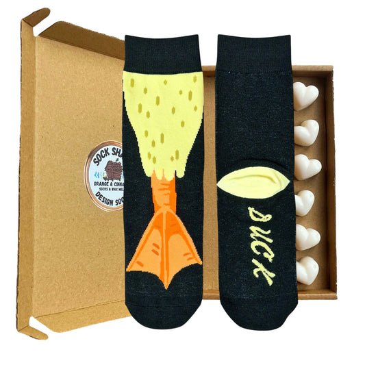 Waddle On Duck Foot Design Quirky Ladies Socks & Wax Melts Gift Set
