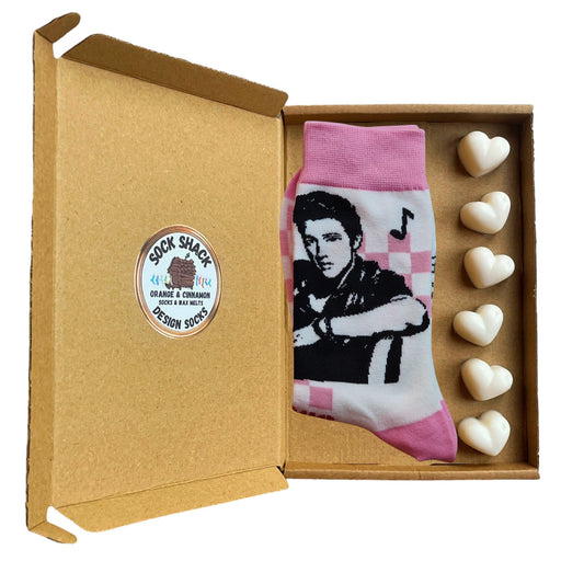 Elvis Jailhouse King 1950s Rock & Roll Odd Ladies Socks & Wax Melts Gift Set