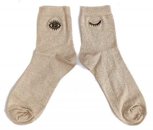 Golden Mystic Eye Wink Ladies Socks