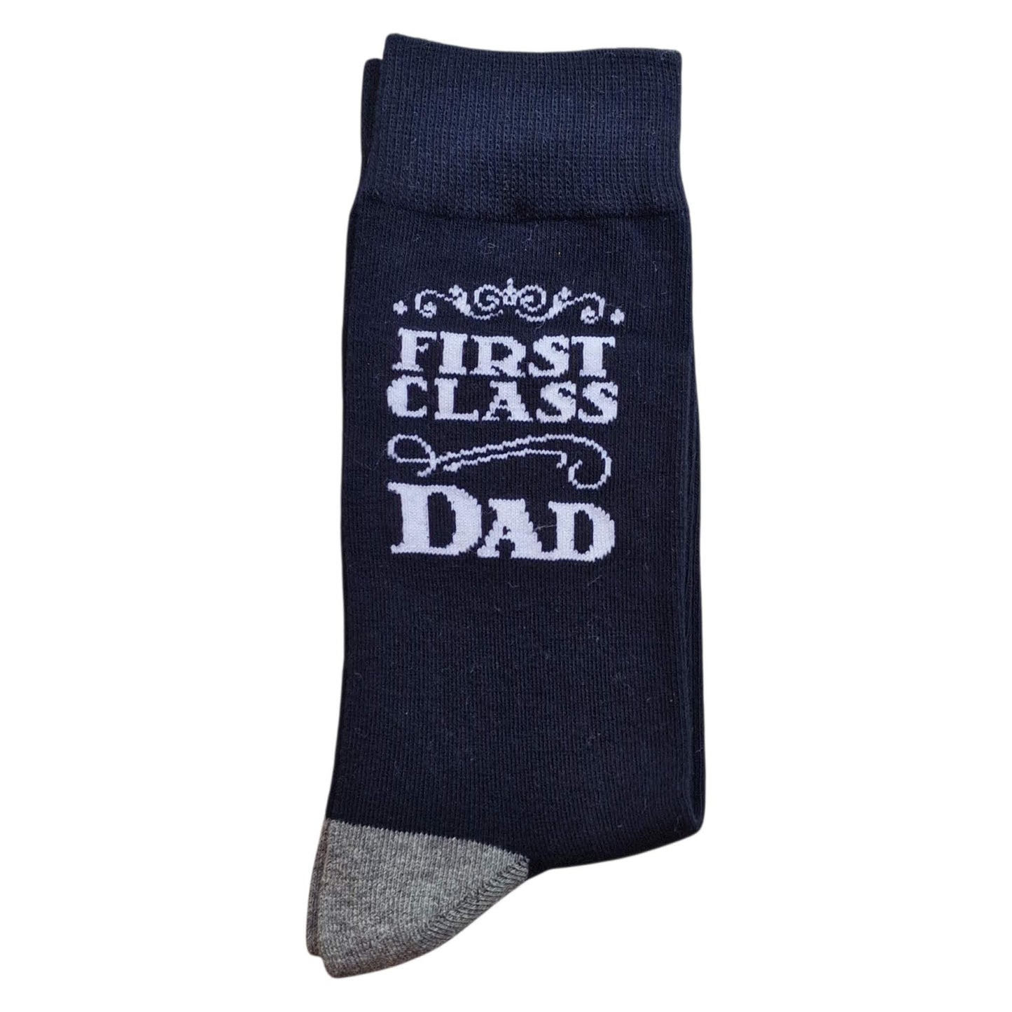 First Class Dad Father's Day Mens Cotton Rich Black Socks
