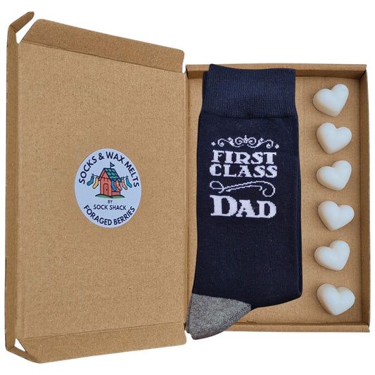 First Class Dad Father's Day Mens Cotton Rich Socks & Wax Melts Gift Set